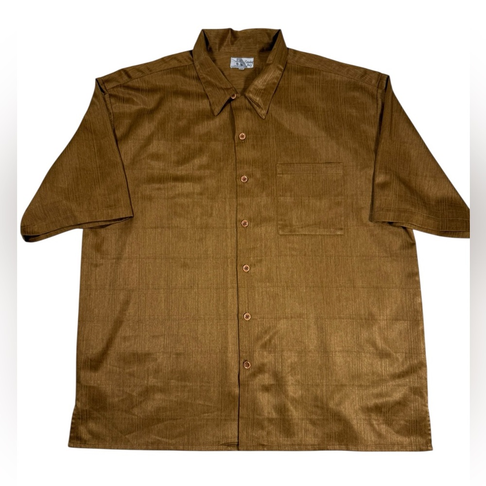 Smokey Joe’s Brown Button Up Shirt Sz 3XL Loop Collar VTG Relaxed Casual Dadcore